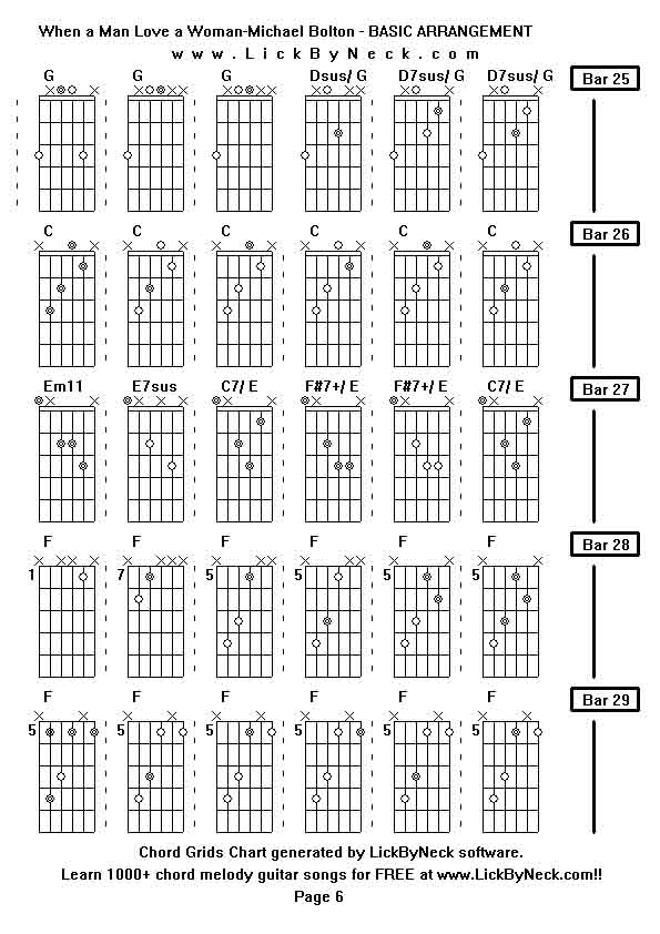 Chord Grids Chart of chord melody fingerstyle guitar song-When a Man Love a Woman-Michael Bolton - BASIC ARRANGEMENT,generated by LickByNeck software.